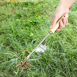 Acheter Sarcleuse à main Outil Jardin L'élimination des Mauvaises Herbes Acier Inoxydable Sharp V Nez Mauvaises Herbes Extracteur Confort Poignée Semis de