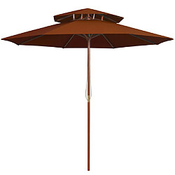 Helloshop26 Parasol double avec mât en bois terre cuite 270 cm 02_0008444