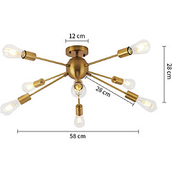 Stoex Plafonnier D'Intérieur Rétro Or, Lampe de Plafond Moderne 8 Lumières Plafonnier Vintage Pour Chambre Cuisine Couloir Salon E27 pas cher