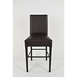 Avis t m c s Tommychairs - Tabouret bas LUISA pour cuisine, bar et salle à manger, robuste structure en bois de hêtre peindré en couleur wengé, assise et dossier rembourrés et revêtus en cuir artificiel couleur brun