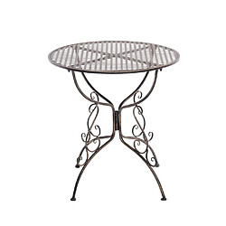 Decoshop26 Table de jardin en fer forgé diamètre Ø 70 cm bronze vieilli MDJ10045