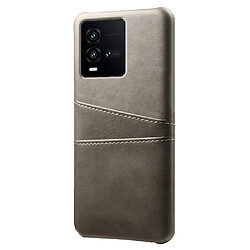 Coque en TPU + PU anti-rayures avec deux porte-cartes pour votre Vivo iQOO 10 5G - gris