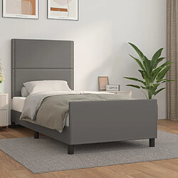 Maison Chic Lit adulte - Cadre Structure de lit avec tête de lit Contemporain Gris 80x200 cm Similicuir -MN44413