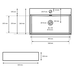 Acheter Ecd Germany Vasque en céramique blanc avec bonde de vidage pour salle de bain 515x360x130 mm