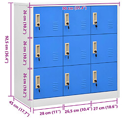 vidaXL Armoire à casiers Gris clair et bleu 90x45x92,5 cm Acier pas cher