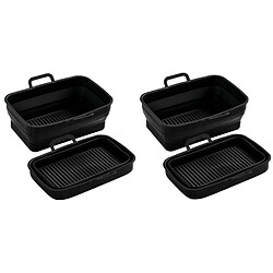 INF Bol carré pliable en silicone pour friteuse à air, paquet de 2 Black