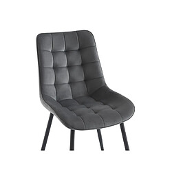 Vente-Unique Lot de 2 chaises matelassées - Velours et métal noir - Gris - OLLUA pas cher