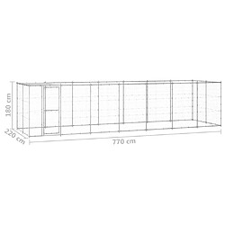 vidaXL Chenil extérieur Acier galvanisé avec toit 16,94 m² pas cher