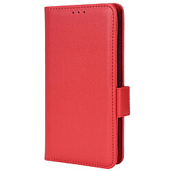 Etui en PU texture litchi avec support, rouge pour votre Realme C11