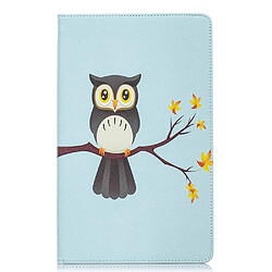 Etui en PU motif imprimé avec support hibou debout sur la branche pour votre Samsung Galaxy Tab A 10.1 (2019) T510