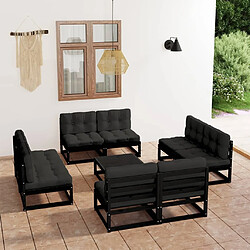 Maison Chic Salon de jardin 9 pcs + coussins - Mobilier/Meubles de jardin - Table et chaises d'extérieur Bois de pin massif -MN35453