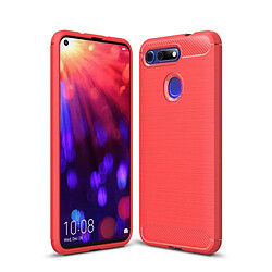 Wewoo Coque TPU antichoc en fibre de carbone, texture brossée, pour HuHonor V20 (rouge)