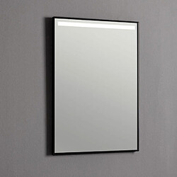 Kiamami Valentina MIROIR DE SALLE DE BAIN 50X70 AVEC BANDE RÉTRO-ÉCLAIRÉE PAR LED CADRE NOIR MAT