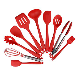 Acheter Ensemble d'ustensiles de cuisine à 10 pièces cuillère à silicone cuisson cuisson outil de cuisson rouge