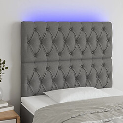 vidaXL Tête de lit à LED Gris foncé 90x7x118/128 cm Tissu