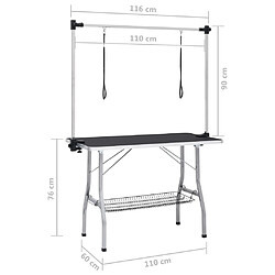 vidaXL Table de toilettage réglable de chiens avec 2 boucles et panier pas cher