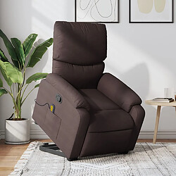 vidaXL Fauteuil inclinable de massage Marron foncé Tissu