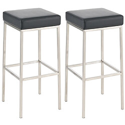 Decoshop26 Lot de 2 tabourets de bar avec repose-pieds design simple hauteur 85 cm en PVC noir et acier inoxydable 10_0004371