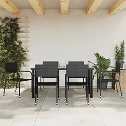 vidaXL Ensemble à manger de jardin 7 pcs noir résine tressée et acier