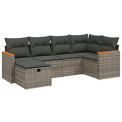 vidaXL Salon de jardin 6 pcs avec coussins gris résine tressée