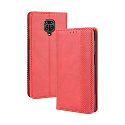 Etui en PU vintage auto-absorbé avec support rouge pour votre Xiaomi Redmi Note 9 Pro/Pro Max/Note 9S