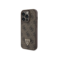 Guess Maroquinerie Guess Coque pour Apple iPhone 15 Pro Triangle Strass 4G Marron