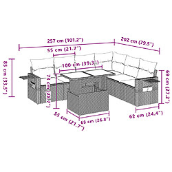 vidaXL Salon de jardin avec coussins 7 pcs beige résine tressée pas cher