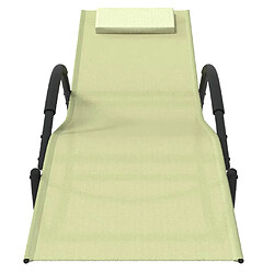 Helloshop26 Transat chaise longue bain de soleil lit de jardin terrasse meuble d'extérieur à bascule crème acier et textilène 02_0012968