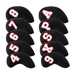 10Pcs Golf Iron Headcover Couvre-tête étanche Golfeur Protection 4-9, A ~ X Noir Rouge