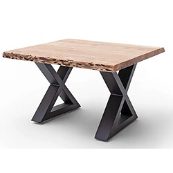 Pegane Table basse en bois d'acacia massif naturel / acier anthracite - L.75 x H.45 x P.75 cm