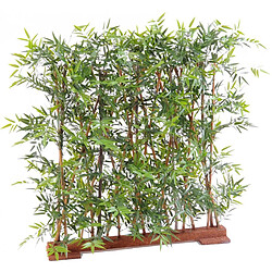 Pegane Plante artificielle haute gamme Spécial extérieur/ Haie Bambou artificiel coloris vert - Dim : H90 x P45 x L110 cm