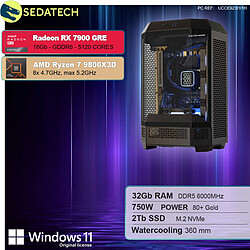 Sedatech PC Gamer Pro Tower • AMD Ryzen 7 9800X3D • RX 7900 GRE • 32Go DDR5 • 2To SSD M.2 • Windows 11