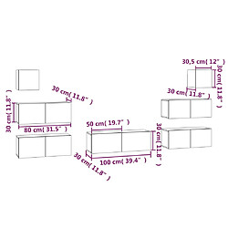 vidaXL Ensemble de meubles TV 7 pcs Blanc Bois d'ingénierie pas cher