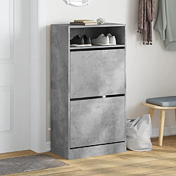 Avis Maison Chic Armoire à chaussures | Meuble de rangement à chaussures Meuble d'Entrée gris béton 60x34x116 cm bois d'ingénierie -MN63933