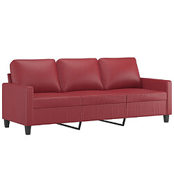 Acheter vidaXL Canapé à 3 places repose-pieds Rouge bordeaux 180 cm Similicuir