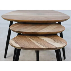 Mes Lot de 3 tables basses 70, 50 et 45 cm en acacia et fer pas cher