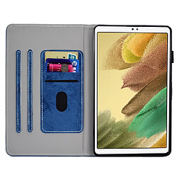 Etui en PU motif de couture, magnétique avec support et porte-carte pour votre Samsung Galaxy Tab A7 Lite 8.7-pouces (T220/T225) - bleu