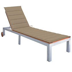 Helloshop26 Transat chaise longue bain de soleil lit de jardin terrasse meuble d'extérieur avec coussin bois d'acacia et acier galvanisé 02_0012313