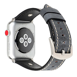 Avis Wewoo Bracelet en cuir véritable de Crowe Star Embossing Texture pour Apple Watch séries 3 et 2 et 1 42 mm (Gris)