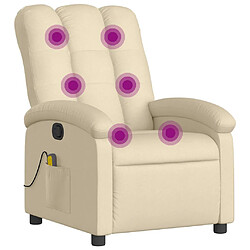 vidaXL Fauteuil de massage inclinable Crème Tissu