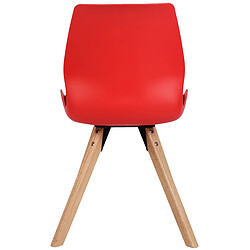 Decoshop26 Chaise de salle à manger x1 design scandinave en plastique et PVC rouge et pieds en bois carrés clair 10_0002303 pas cher