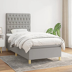 Maison Chic Lit Adulte - Lit simple Lit à sommier tapissier avec matelas moelleux - Meuble de Chambre - Gris clair 90x200 cm Tissu -MN41024