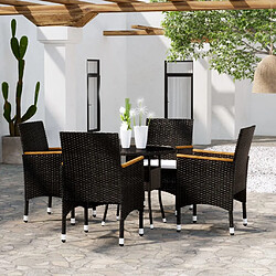 Maison Chic Salon de jardin de salle à manger 5 pcs,Table et Chaises d'extérieur,Mobilier de jardin Résine tressée Noir -MN44746