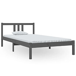 vidaXL Cadre de lit sans matelas gris bois massif 100x200 cm