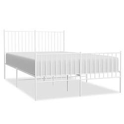 Maison Chic Lit adulte - Lit simple Cadre de lit métal avec tête de lit/pied de lit,Structure du lit Contemporain pour chambre blanc 140x190cm -MN48355