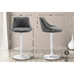 Decoshop26 Tabouret de bar en synthétique gris pivotant avec repose-pieds métal blanc coutures décoratives TDB10592