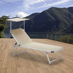 Beach And Garden Design Bain de soleil en Aluminium pour lq plage avec parasol réglable Nettuno, Couleur: Beige