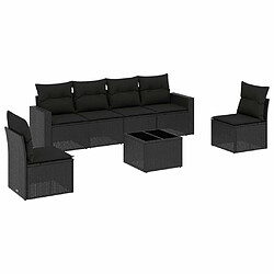 Maison Chic Salon de jardin 7 pcs avec coussins | Ensemble de Table et chaises | Mobilier d'Extérieur noir résine tressée -GKD56283