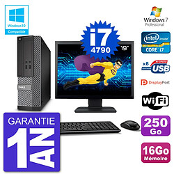 PC Dell 3020 SFF Ecran 19" Intel i7-4790 RAM 16Go Disque 250Go Graveur DVD Wifi W7 - Occasion