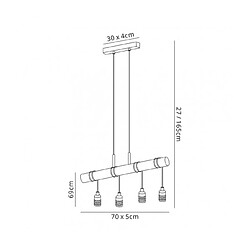 Luminaire Center Suspension 4 ampoules Laiton antique,Chêne